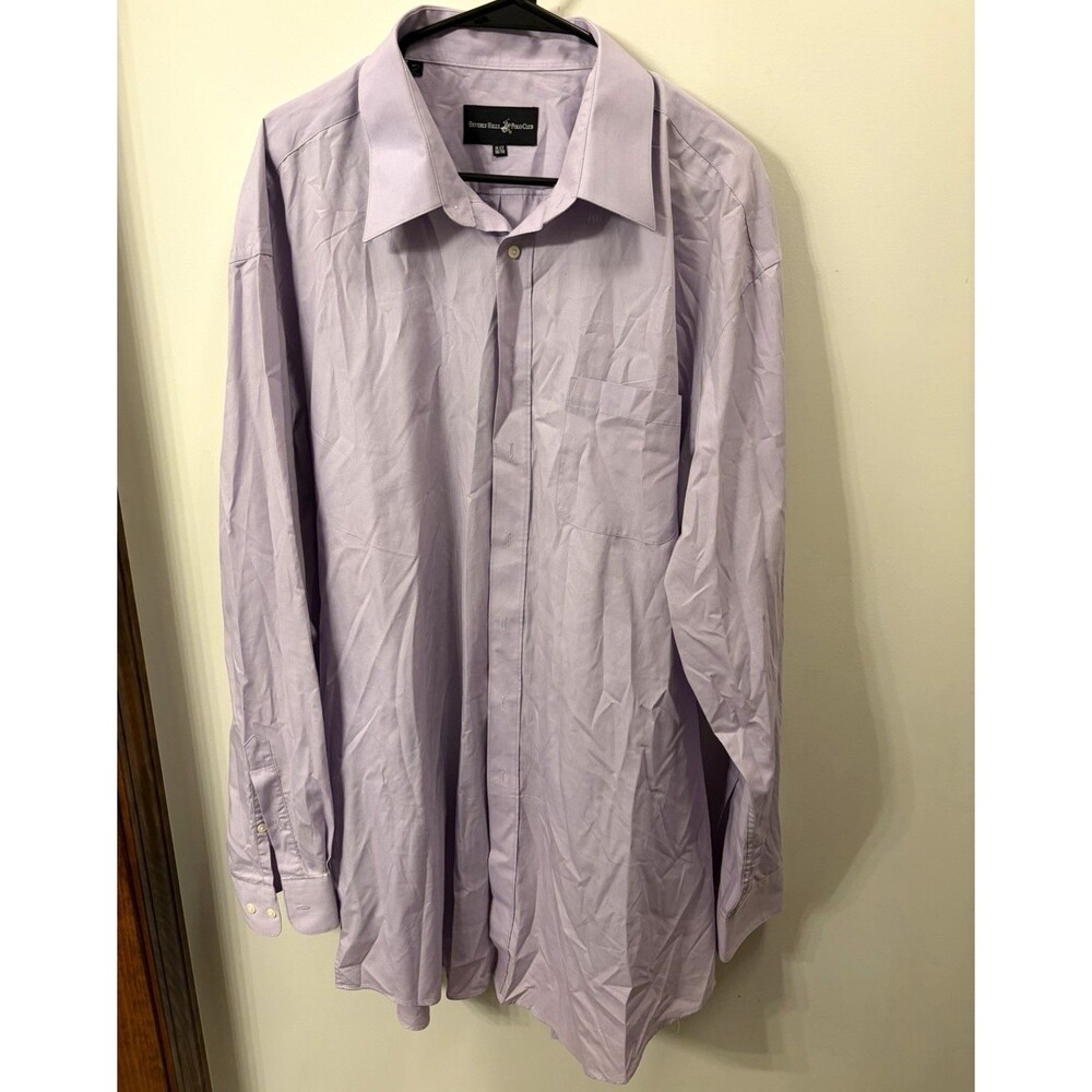 Beverly Hills Polo Club Men's Cotton Solid Purple Dress Shirt 18.5 38/39